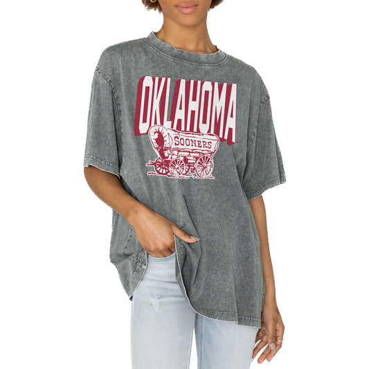 Women's Gameday Couture Gray Oklahoma Sooners Solid Defense Oversized T-Shirt