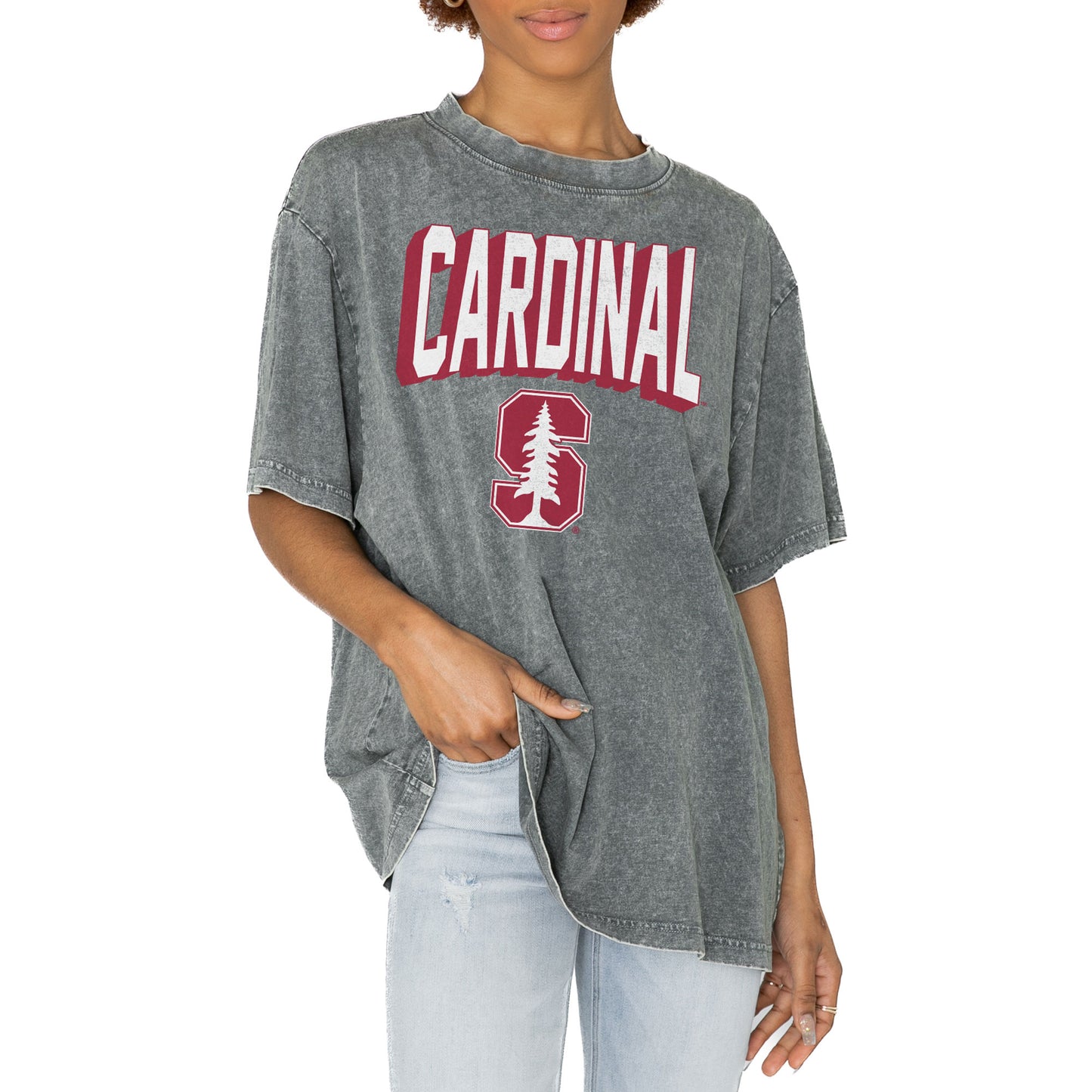 Women's Gameday Couture Gray Stanford Cardinal Solid Defense Oversized T-Shirt