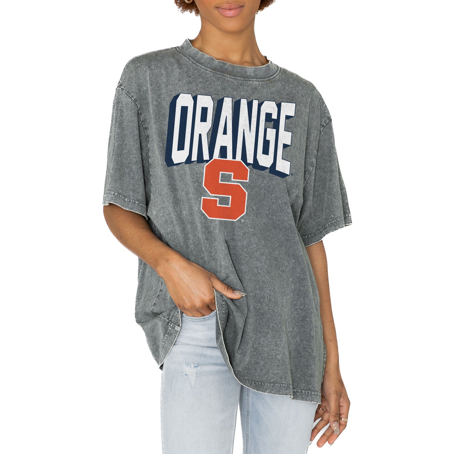 Women's Gameday Couture Gray Syracuse Orange Solid Defense Oversized T-Shirt