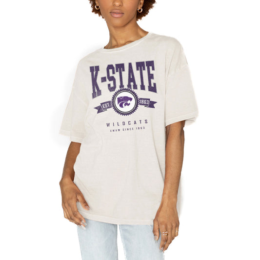 Women's Gameday Couture White Kansas State Wildcats Get Goin' Oversized T-Shirt