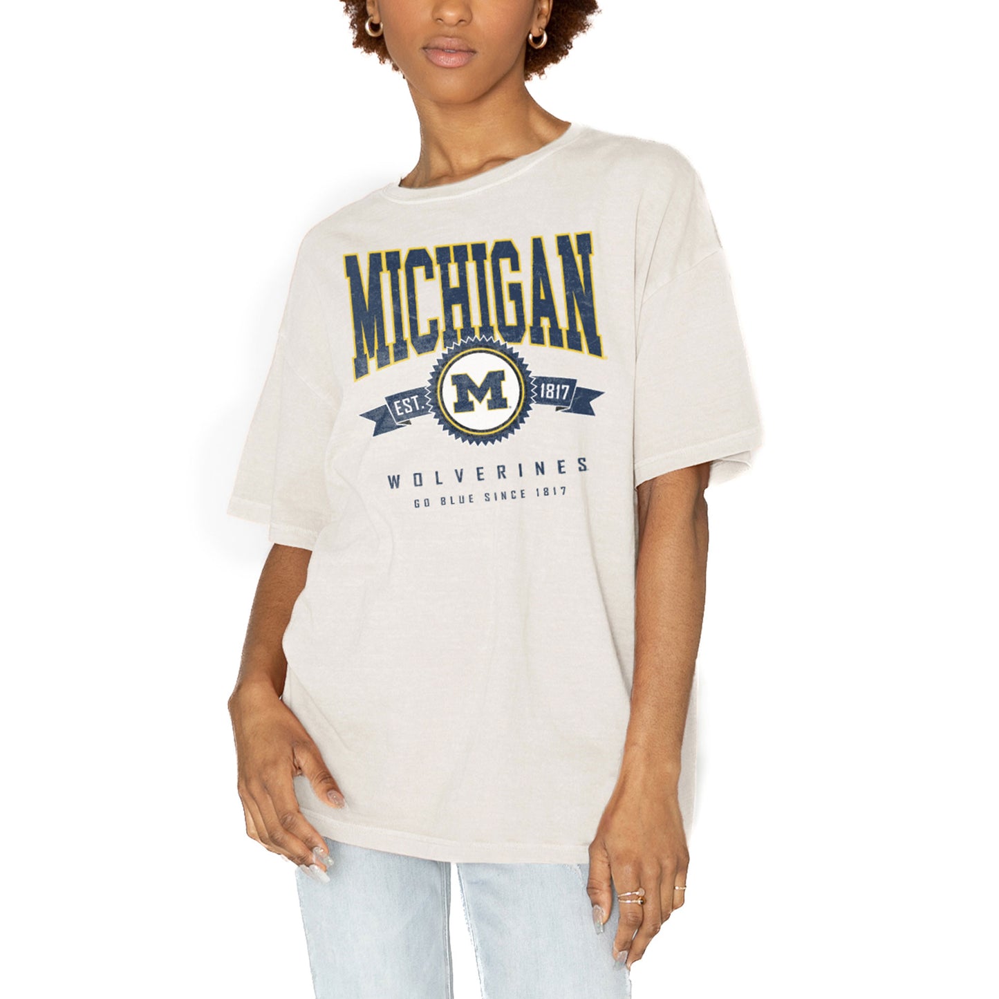 Women's Gameday Couture White Michigan Wolverines Get Goin' Oversized T-Shirt