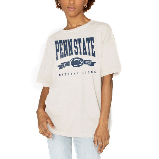 Women's Gameday Couture White Penn State Nittany Lions Get Goin' Oversized T-Shirt