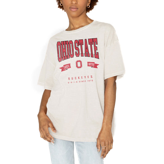 Women's Gameday Couture White Ohio State Buckeyes Get Goin' Oversized T-Shirt