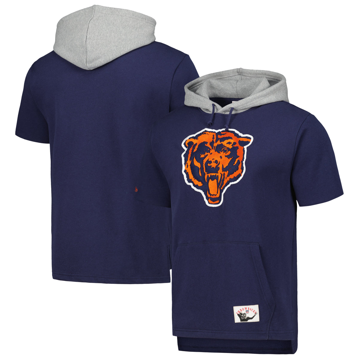 Men's Mitchell & Ness Navy Chicago Bears Postgame Short Sleeve Hoodie
