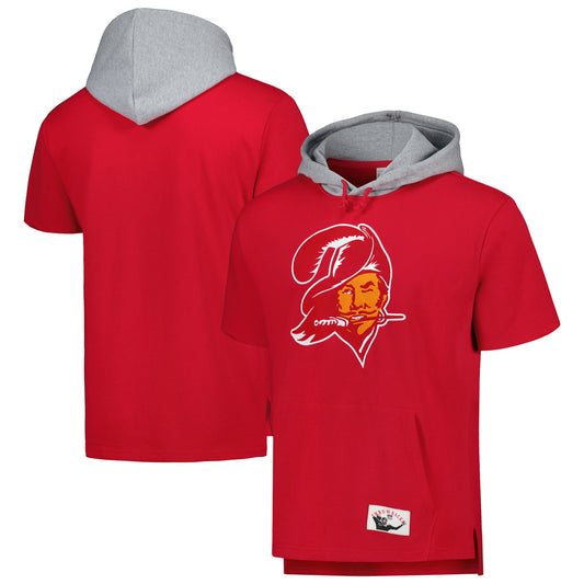 Men's Mitchell & Ness Red Tampa Bay Buccaneers Postgame Short Sleeve Hoodie