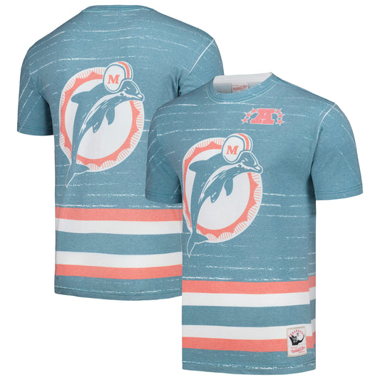 Men's Mitchell & Ness Aqua Miami Dolphins Jumbotron 3.0 T-Shirt