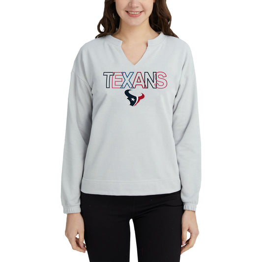 Women's Concepts Sport Gray Houston Texans Sunray Notch Neck Long Sleeve T-Shirt