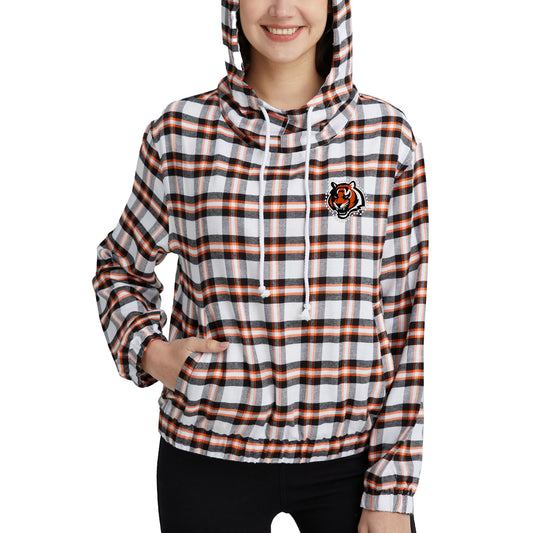 Women's Concepts Sport Black/Orange Cincinnati Bengals Sienna Flannel Long Sleeve Hoodie Top