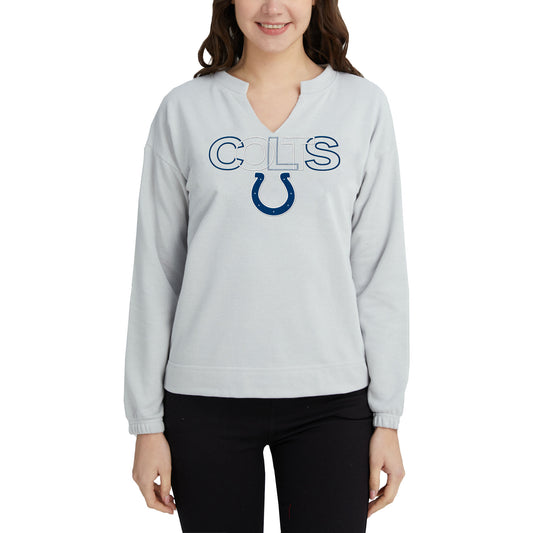 Women's Concepts Sport Gray Indianapolis Colts Sunray Notch Neck Long Sleeve T-Shirt