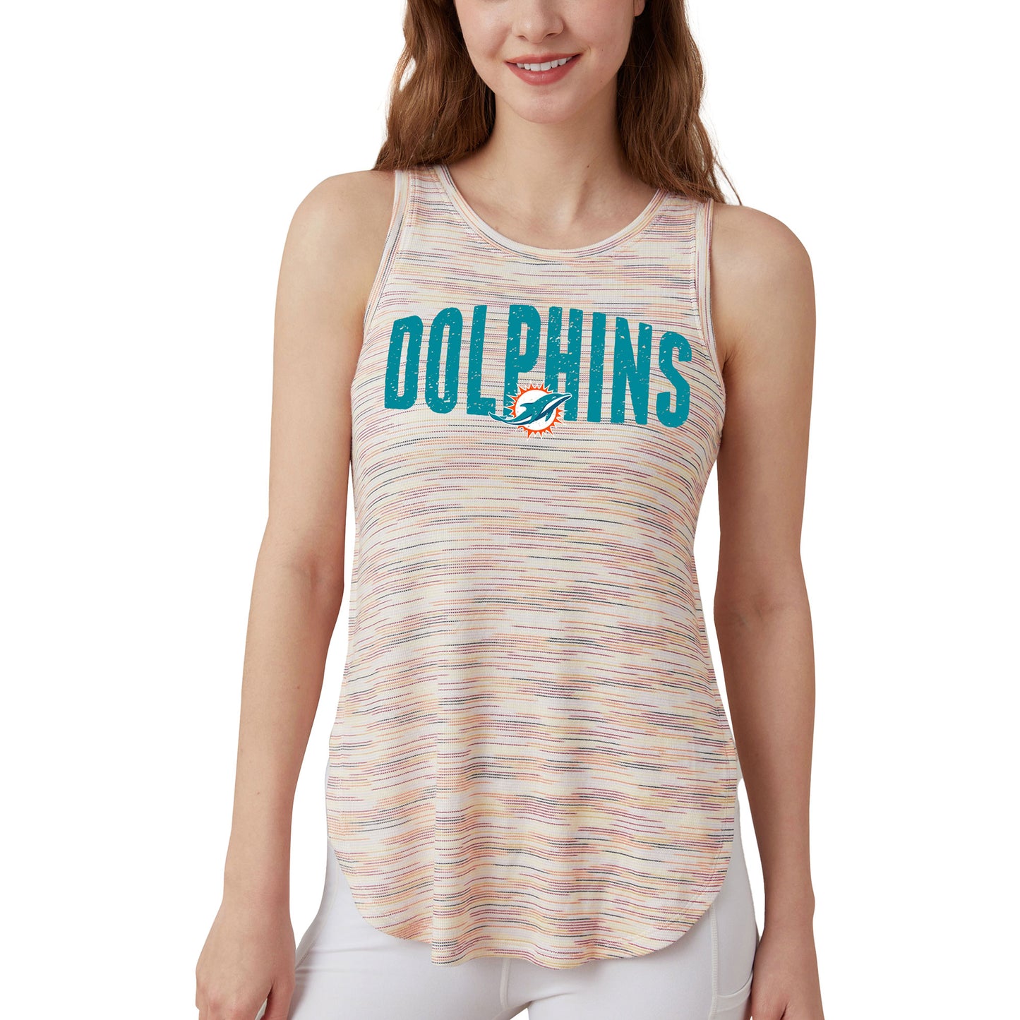 Women's Concepts Sport  Miami Dolphins Sunray Multicolor Tri-Blend Tank Top