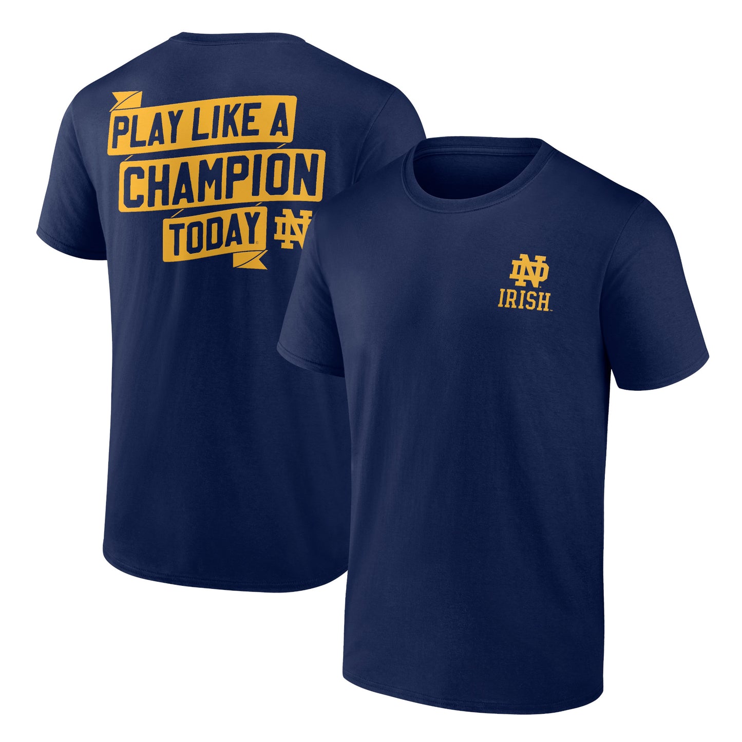 Men's Fanatics Navy Notre Dame Fighting Irish Play Like A Champion Today 2-Hit T-Shirt