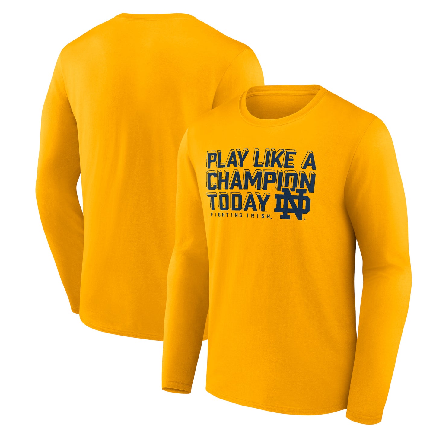 Men's Fanatics Gold Notre Dame Fighting Irish Play Like A Champion Long Sleeve T-Shirt