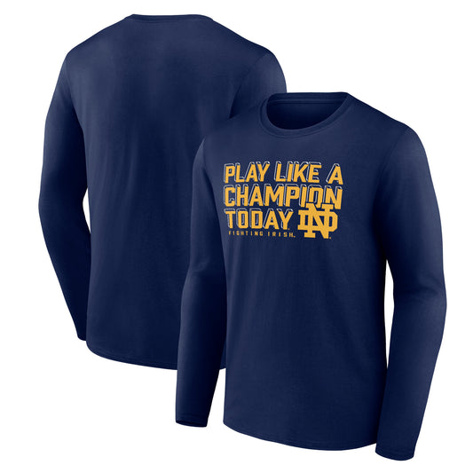 Men's Fanatics Navy Notre Dame Fighting Irish Play Like A Champion Long Sleeve T-Shirt