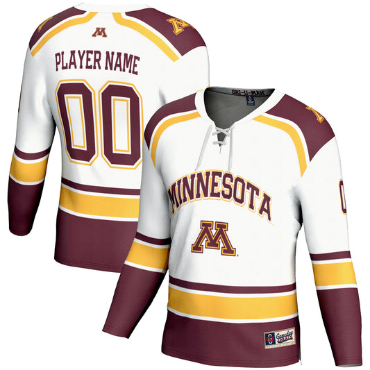 Men's GameDay Greats White Minnesota Golden Gophers NIL Pick-A-Player Hockey Jersey