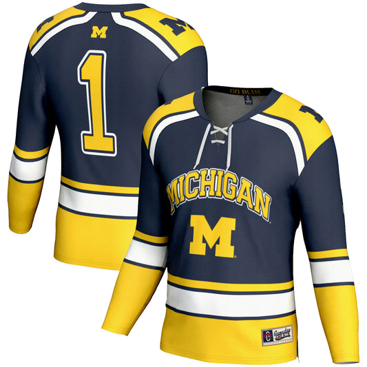 Youth GameDay Greats #1 Navy Michigan Wolverines Hockey Jersey