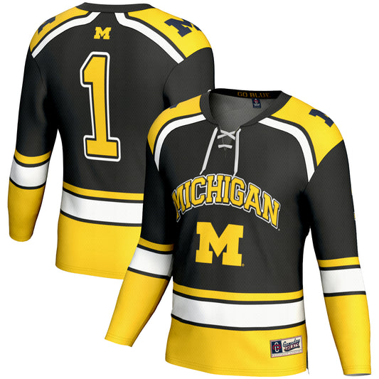 Youth GameDay Greats #1 Black Michigan Wolverines Hockey Jersey