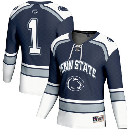Men's GameDay Greats #1 Navy Penn State Nittany Lions Hockey Jersey