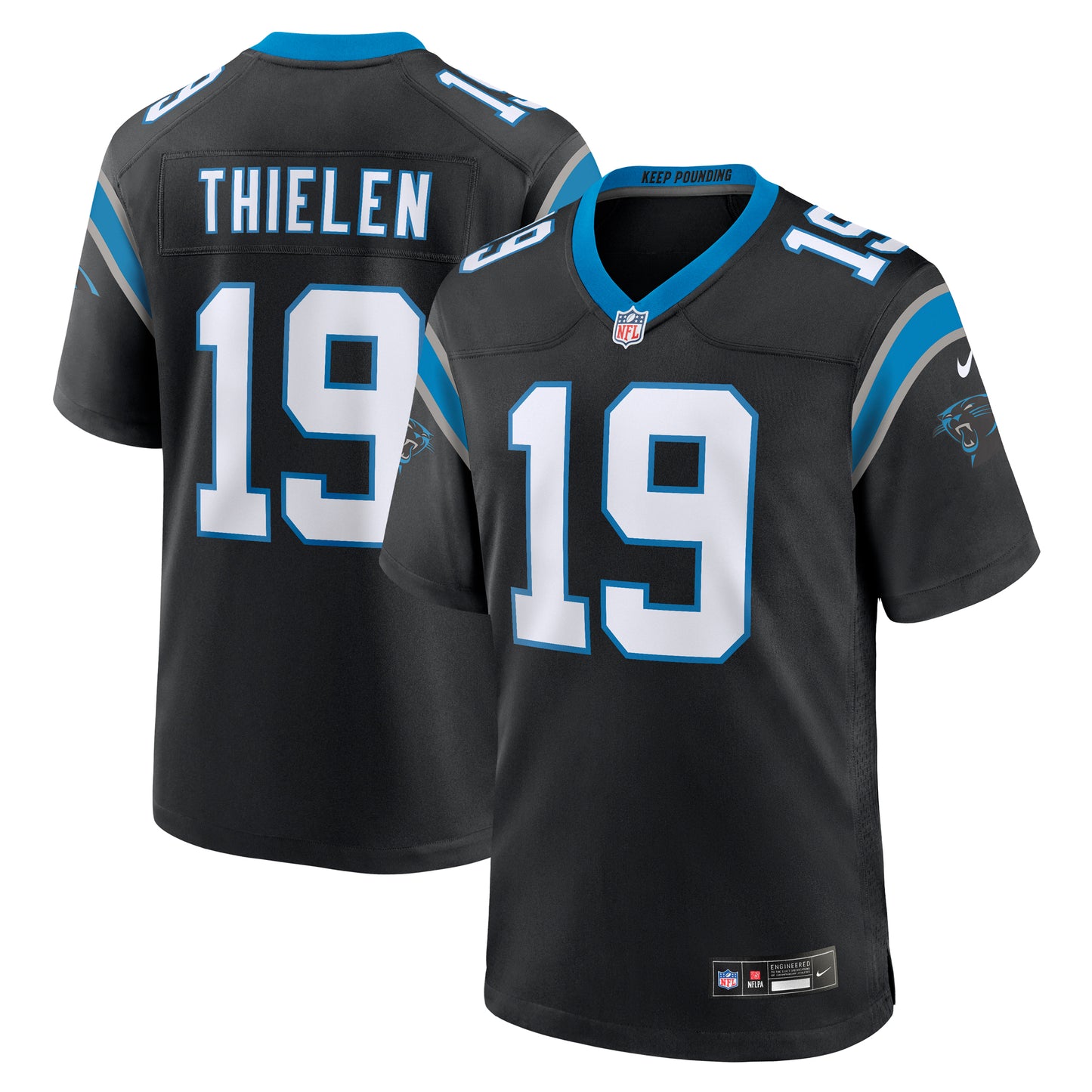 Men's Nike Adam Thielen Black Carolina Panthers Game Player Jersey