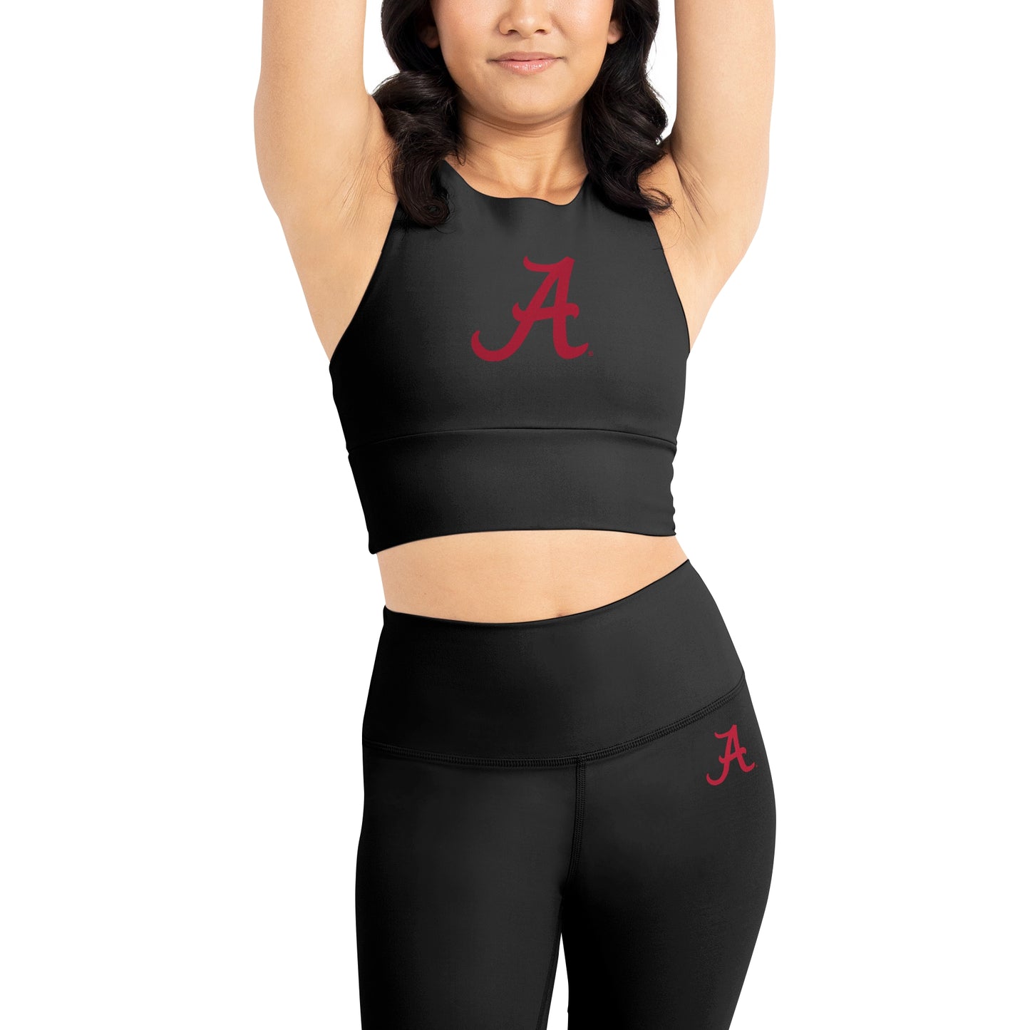 Women's Kadi Brand Black Alabama Crimson Tide Buttery Soft Midi Bra & Leggings Set