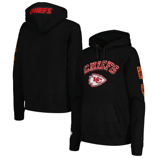 Women's Pro Standard Black Kansas City Chiefs Animal Print Fleece Pullover Hoodie