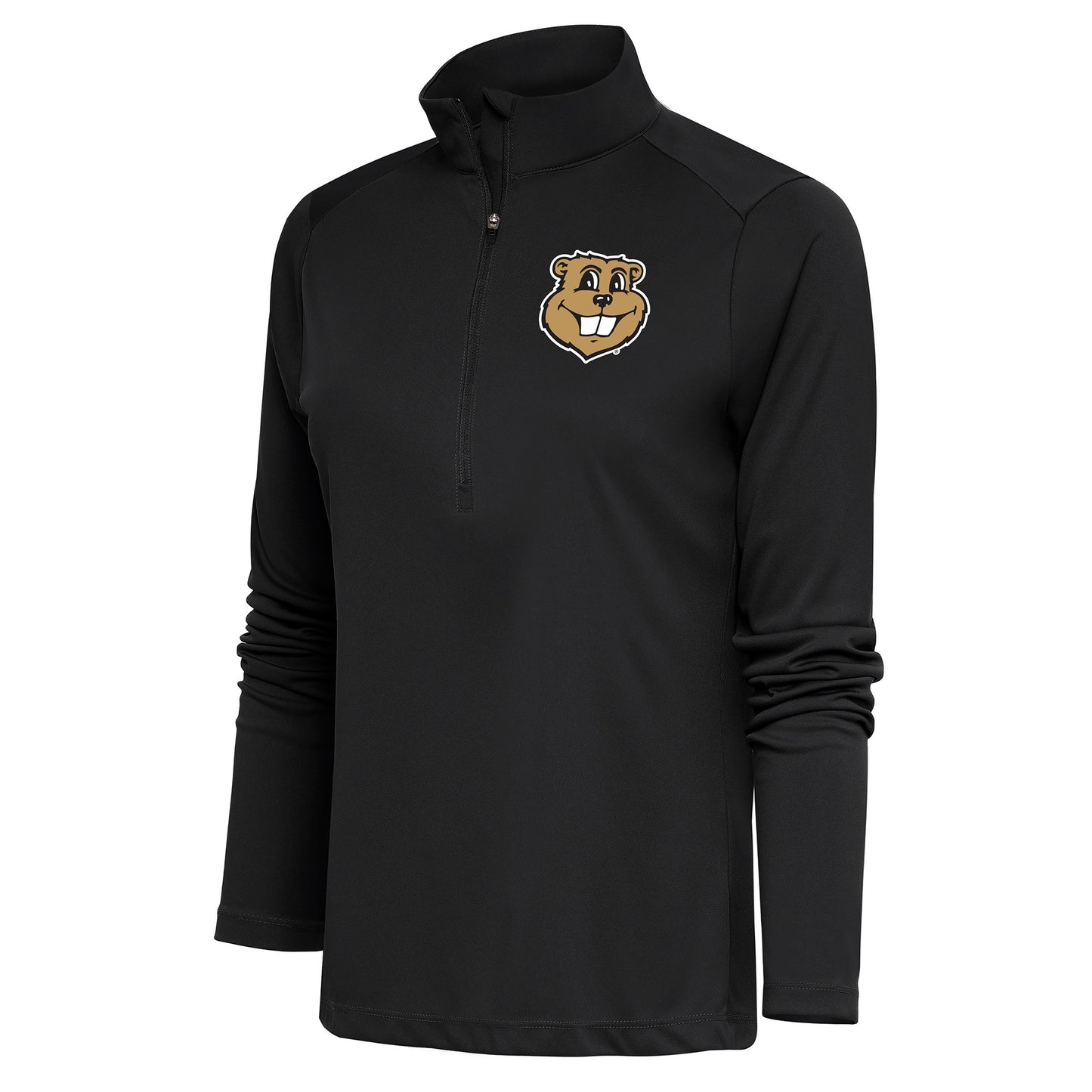 Women's Antigua Charcoal Minnesota Golden Gophers Goldy Tribute Half-Zip Pullover Top