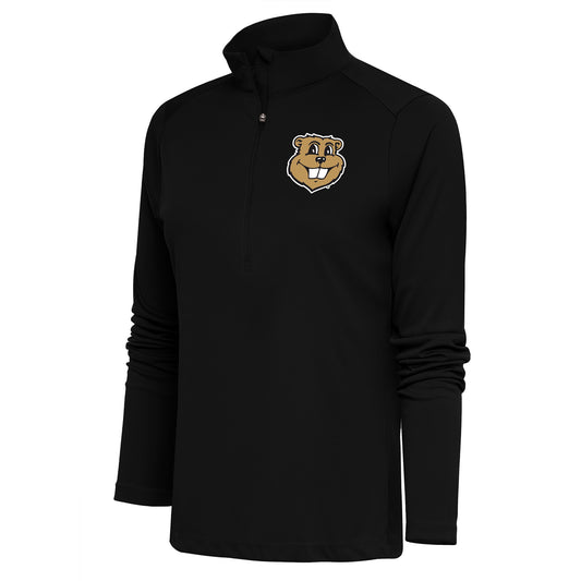 Women's Antigua  Black Minnesota Golden Gophers Goldy Tribute Half-Zip Pullover Top