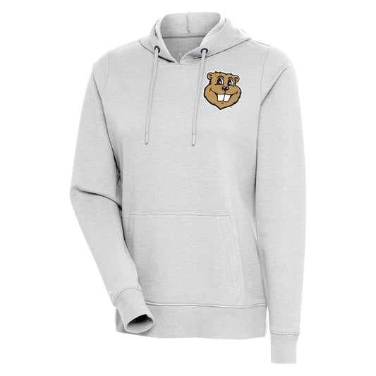 Women's Antigua  Heather Gray Minnesota Golden Gophers Goldy Action Pullover Hoodie