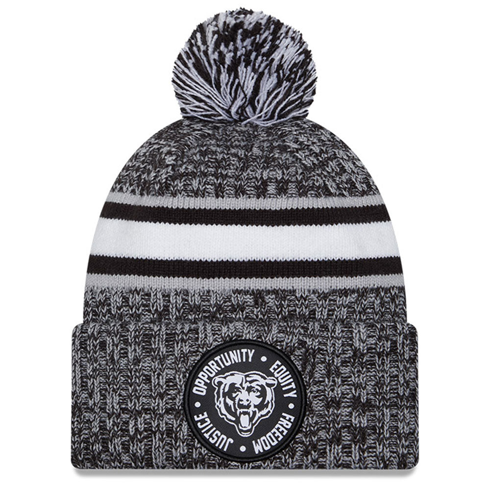 Men's New Era Heather Black Chicago Bears 2023 Inspire Change Cuffed Knit Hat With Pom