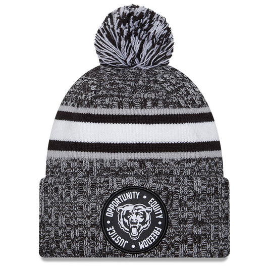 Men's New Era Heather Black Chicago Bears 2023 Inspire Change Cuffed Knit Hat With Pom