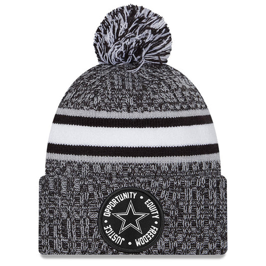 Men's New Era Heather Black Dallas Cowboys 2023 Inspire Change Cuffed Knit Hat With Pom