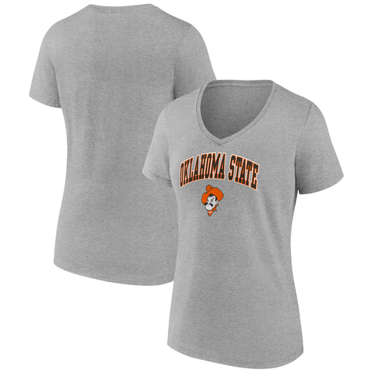 Women's Gray Oklahoma State Cowboys Campus V-Neck T-Shirt