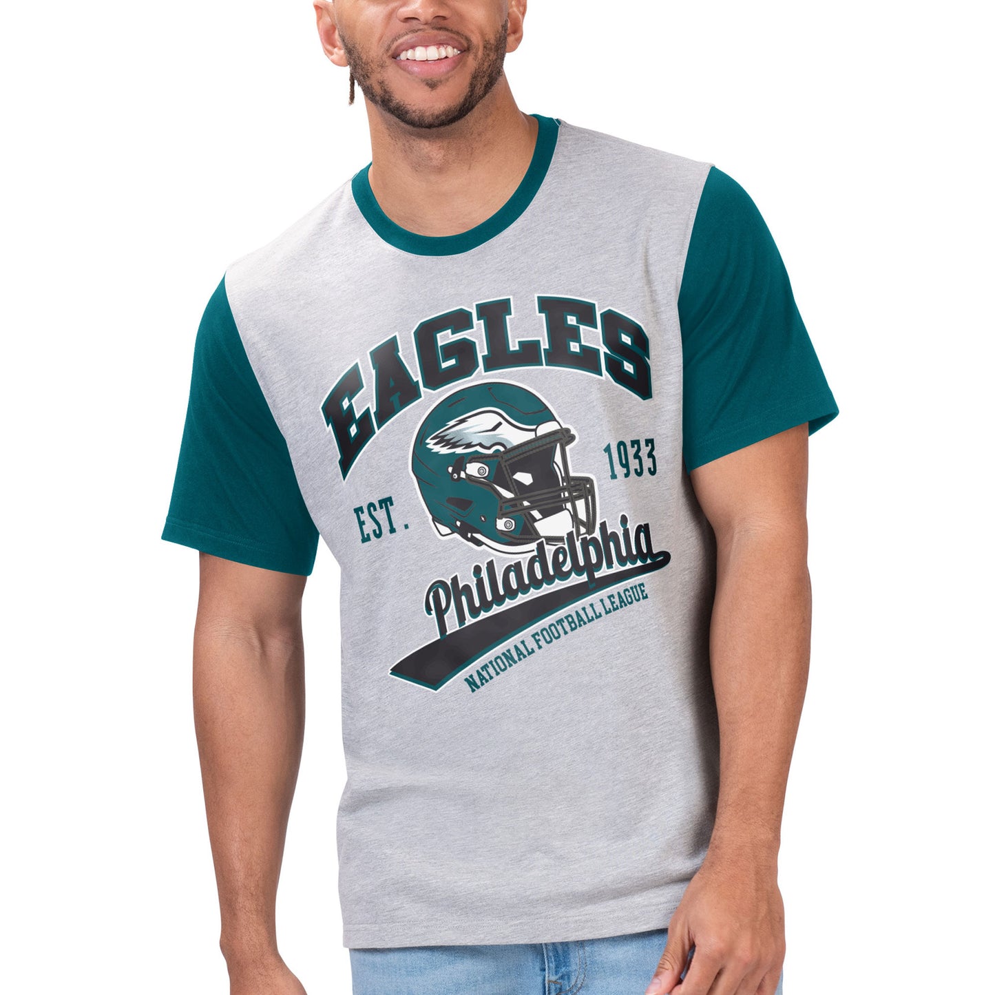 Men's G-III Sports by Carl Banks Gray Philadelphia Eagles Black Label T-Shirt