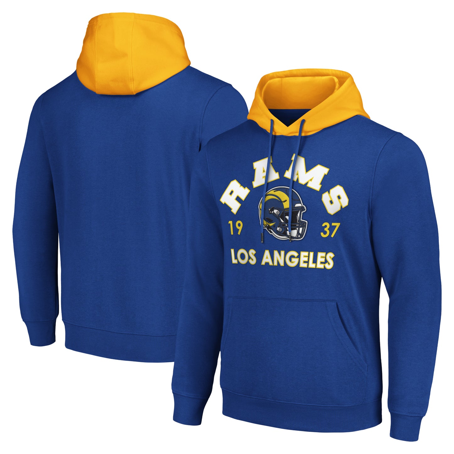 Men's G-III Sports by Carl Banks Royal Los Angeles Rams Colorblock Pullover Hoodie