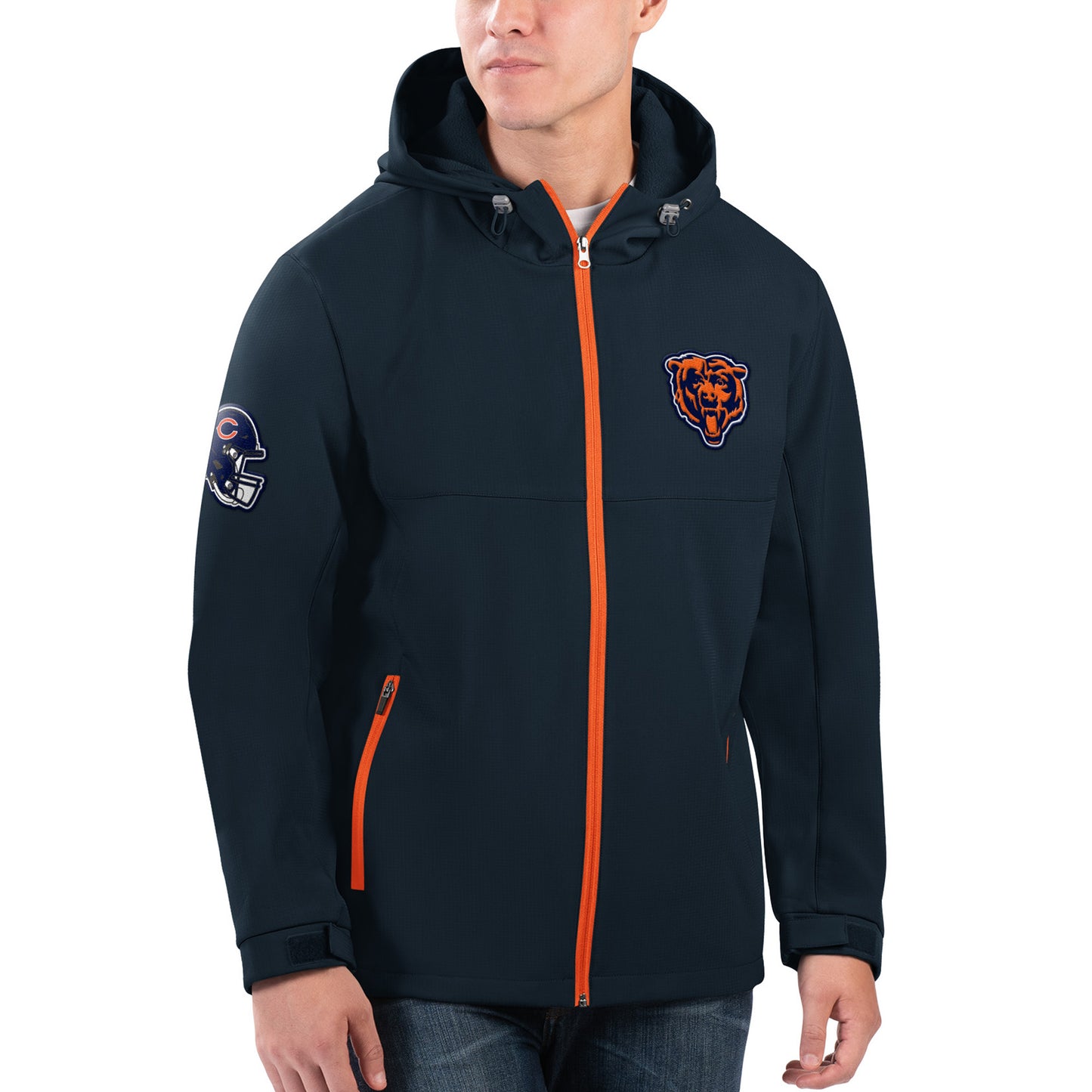 Men's G-III Sports by Carl Banks Navy Chicago Bears Soft Shell Full-Zip Hoodie Jacket