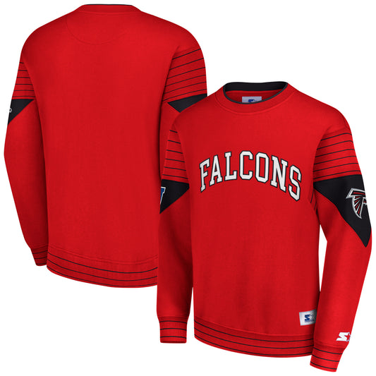 Men's Starter Red Atlanta Falcons Face-Off Pullover Sweatshirt