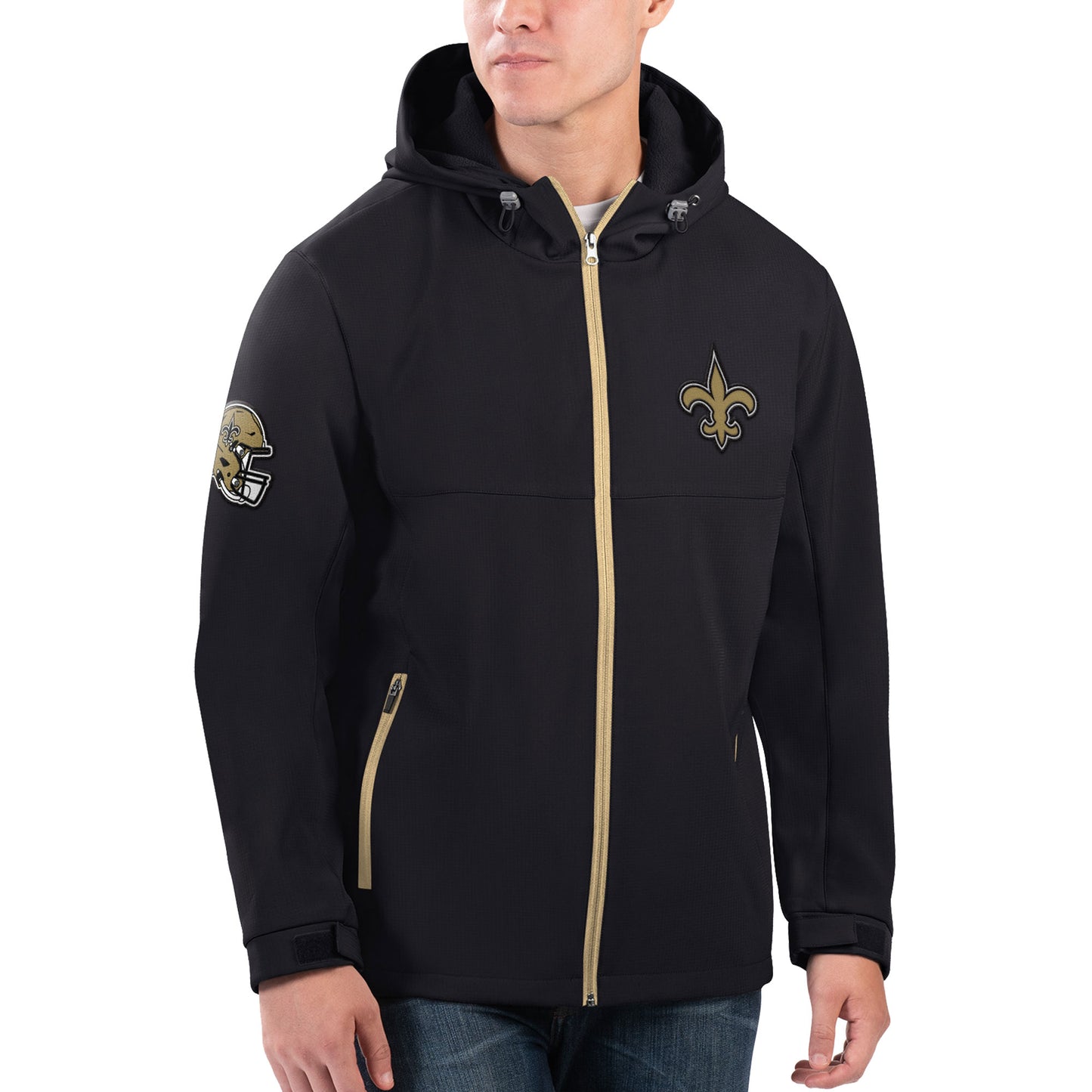 Men's G-III Sports by Carl Banks Black New Orleans Saints Soft Shell Full-Zip Hoodie Jacket