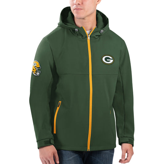 Men's G-III Sports by Carl Banks Green Green Bay Packers Soft Shell Full-Zip Hoodie Jacket