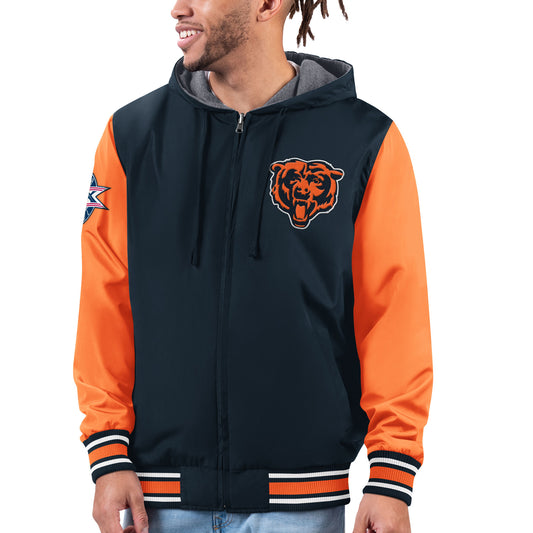 Men's G-III Sports by Carl Banks Navy/Orange Chicago Bears Commemorative Reversible Full-Zip Jacket