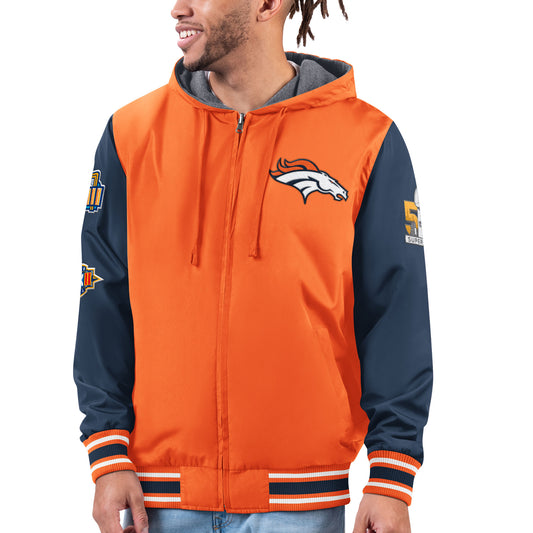 Men's G-III Sports by Carl Banks Orange/Navy Denver Broncos Commemorative Reversible Full-Zip Jacket