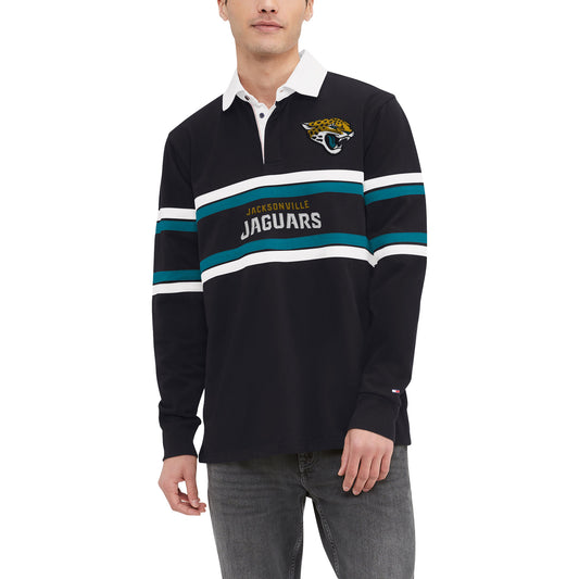 Men's Tommy Hilfiger Black Jacksonville Jaguars Cory Varsity Rugby Long Sleeve T-Shirt