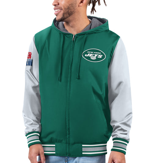 Men's G-III Sports by Carl Banks Green/Gray New York Jets Commemorative Reversible Full-Zip Jacket