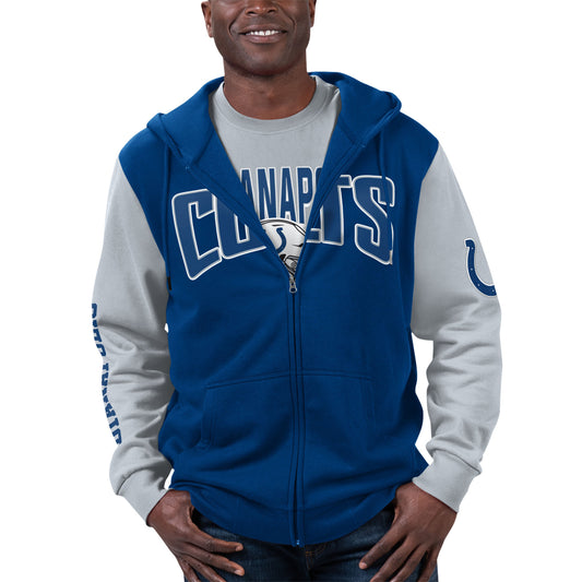 Men's G-III Sports by Carl Banks Royal/Gray Indianapolis Colts T-Shirt & Full-Zip Hoodie Combo Set