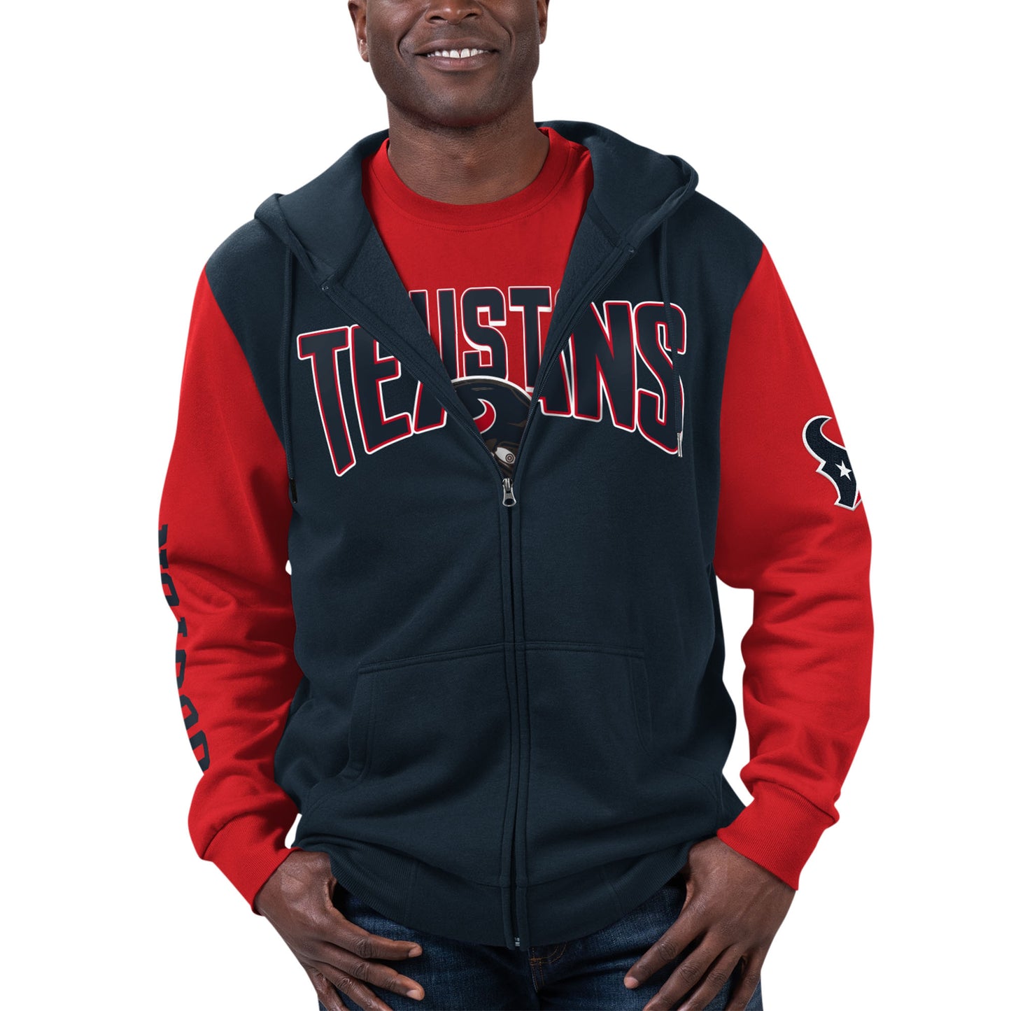 Men's G-III Sports by Carl Banks Navy/Red Houston Texans T-Shirt & Full-Zip Hoodie Combo Set