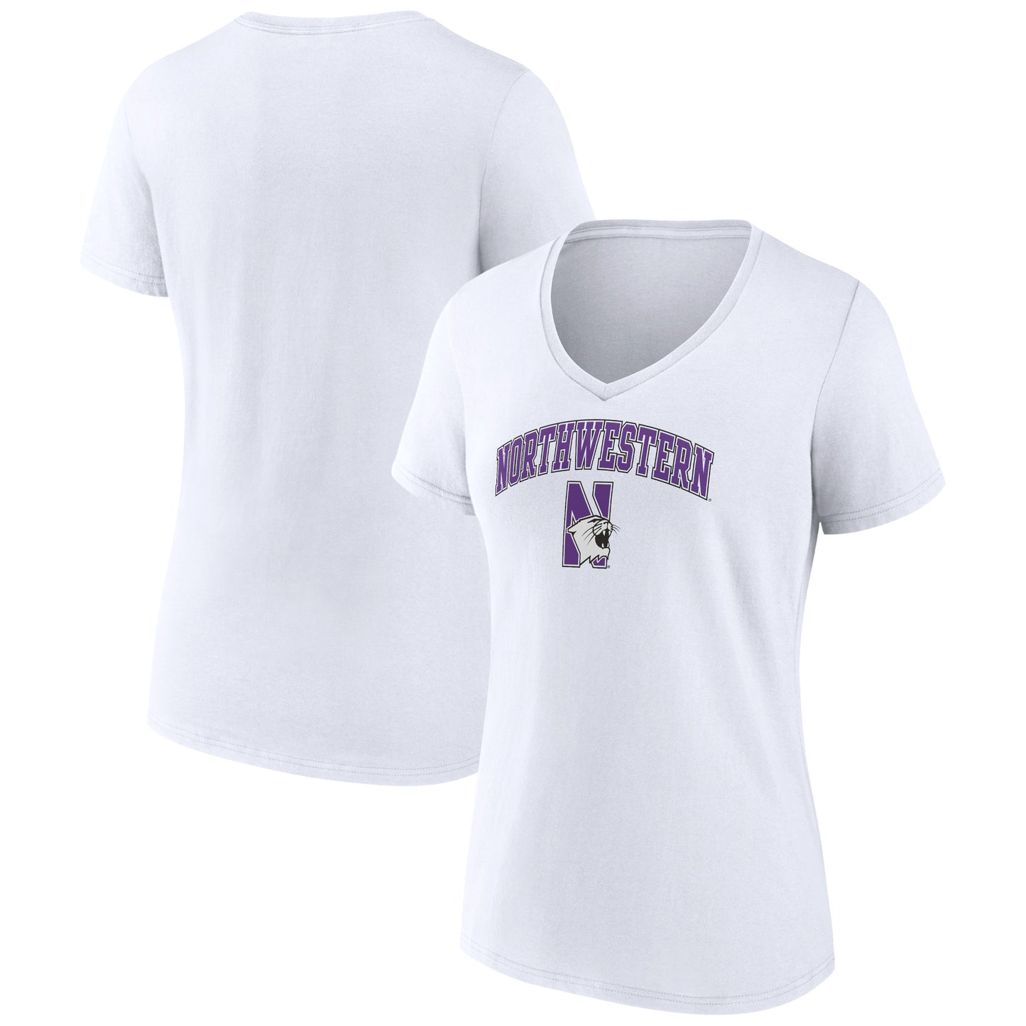 Women's White Northwestern Wildcats Campus V-Neck T-Shirt