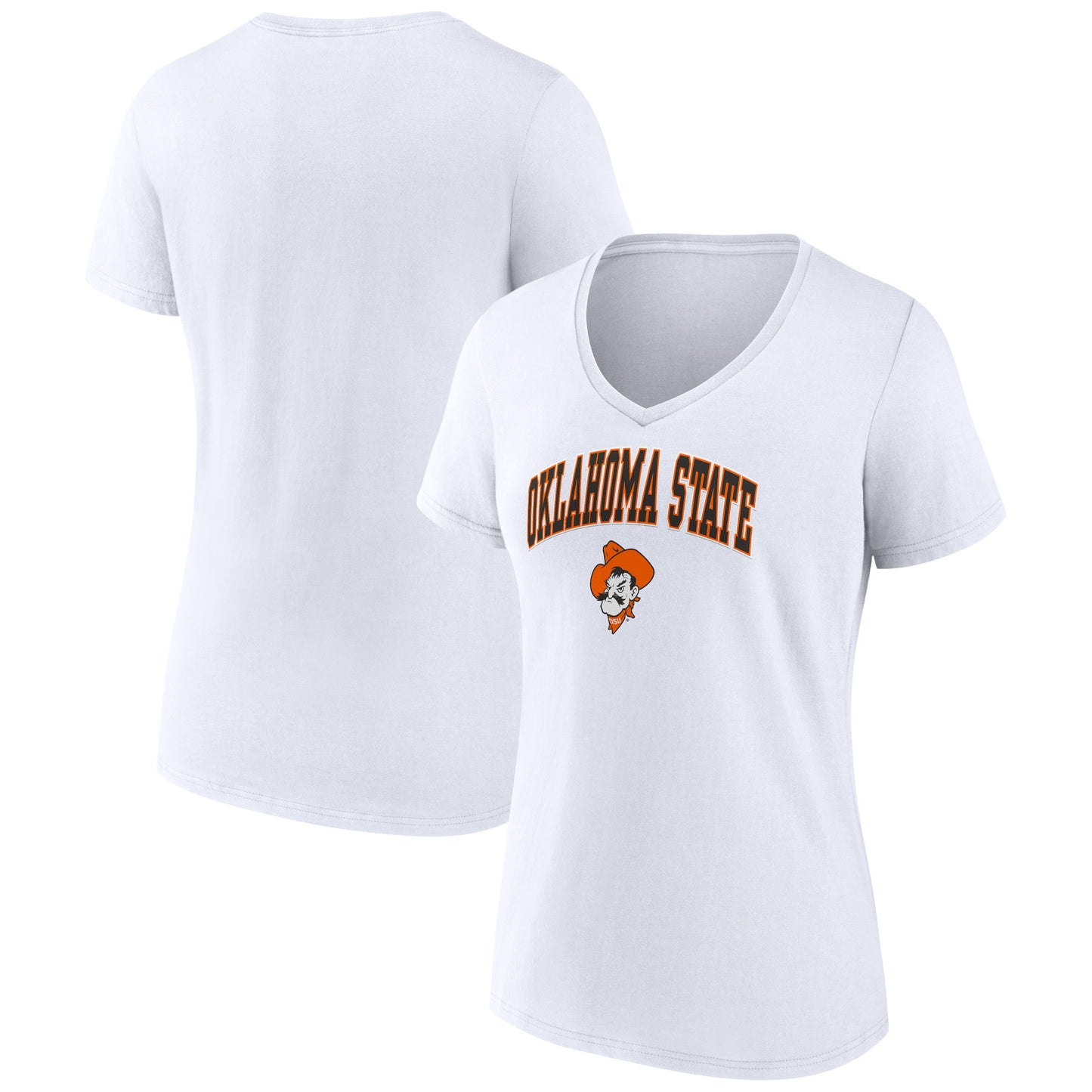 Women's White Oklahoma State Cowboys Campus V-Neck T-Shirt