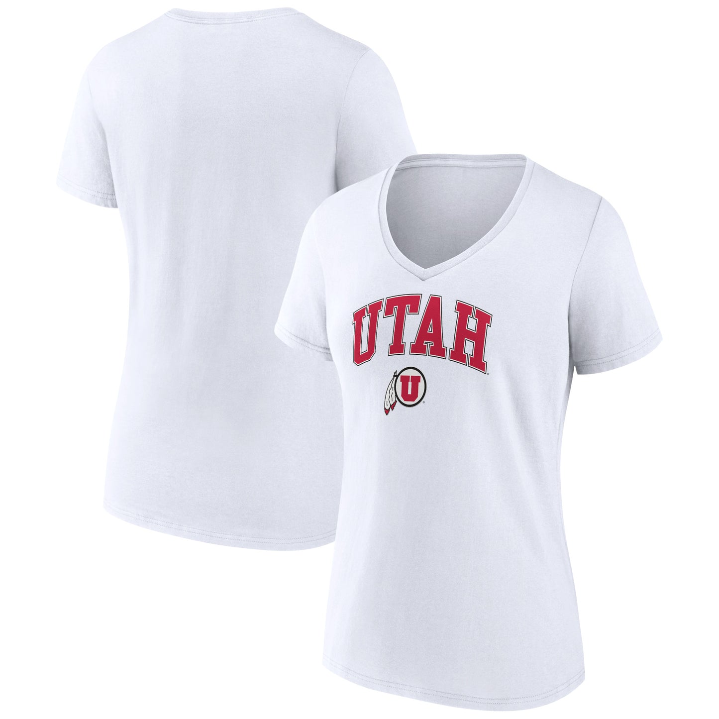 Women's White Utah Utes Campus V-Neck T-Shirt