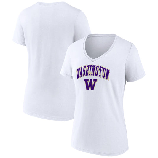 Women's White Washington Huskies Campus V-Neck T-Shirt