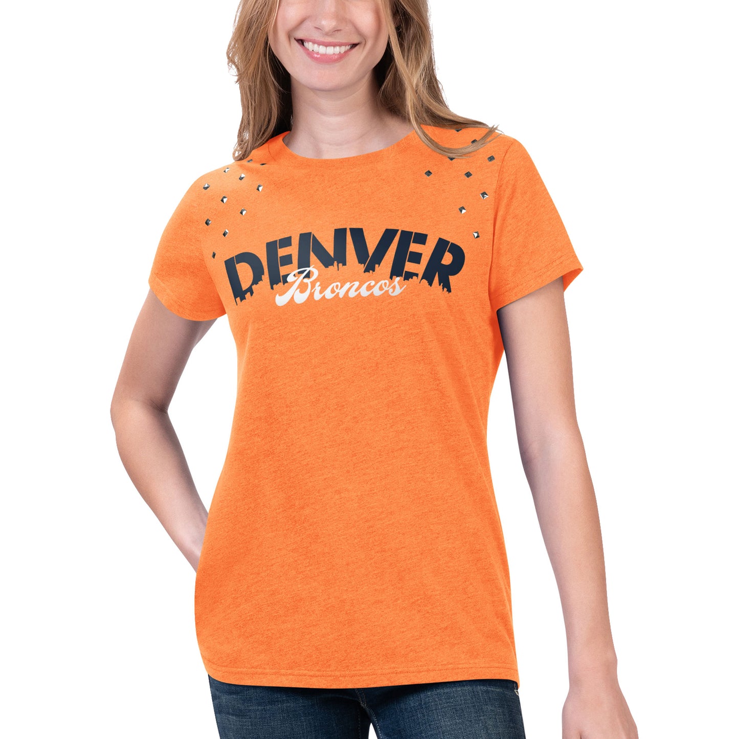 Women's G-III 4Her by Carl Banks Heathered Orange Denver Broncos Main Game T-Shirt