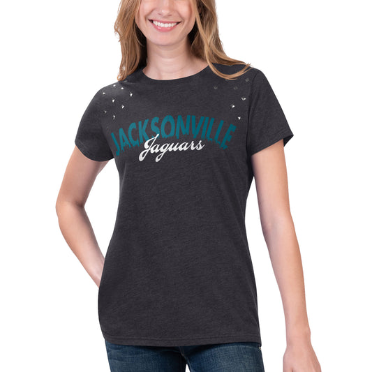 Women's G-III 4Her by Carl Banks Heathered Black Jacksonville Jaguars Main Game T-Shirt