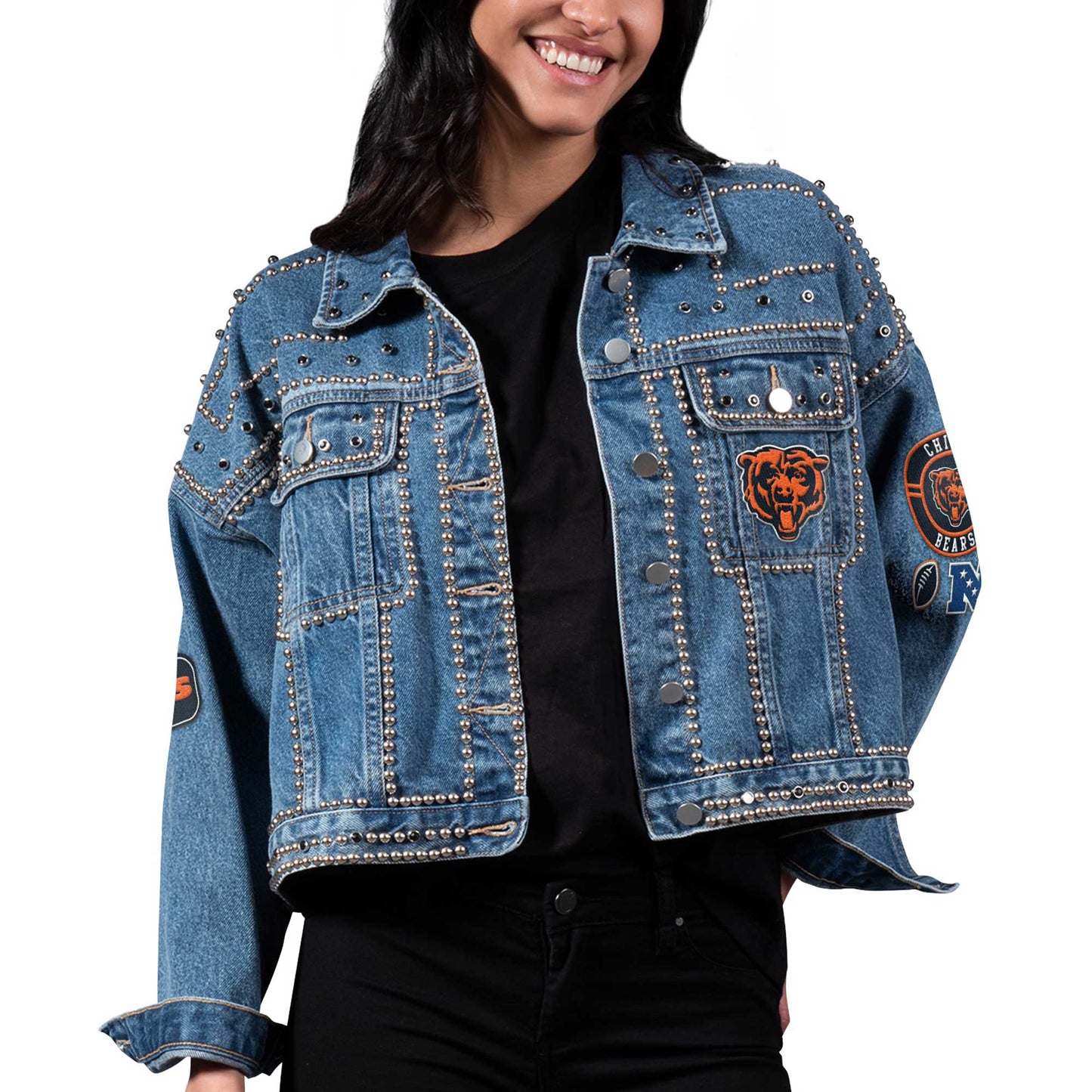 Women's G-III 4Her by Carl Banks Chicago Bears First Finish Medium Denim Full-Button Jacket